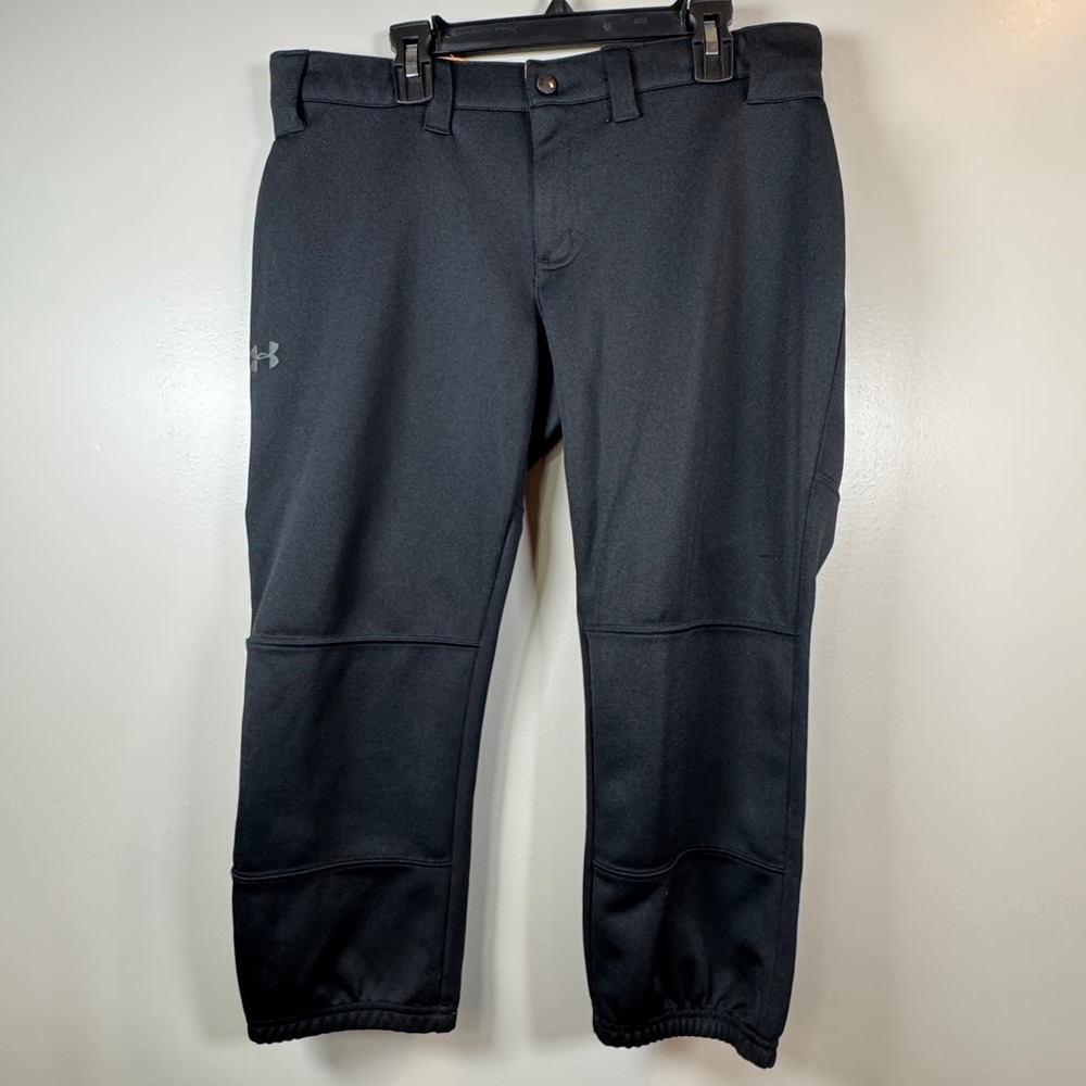 Under‎ Armour Womens Black Softball Pants Orange Waistband Medium Fastpitch